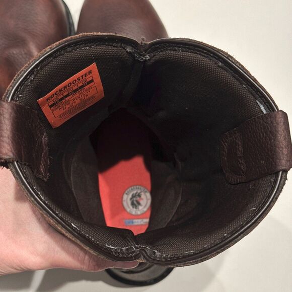 ROCKROOSTER Brown Leather 12” Steel Toe Work Boots Waterproof AP860 Men Size 12 - Picture 9 of 16